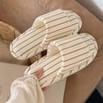 thumbnail image 6 of AUDeals Women Men Stripe Slippers Open Toe Cotton Linen Slide Sandals Soft Soled Lightweight Home Shoes Anti Slip Lounging (Brown, 8), 6 of 9