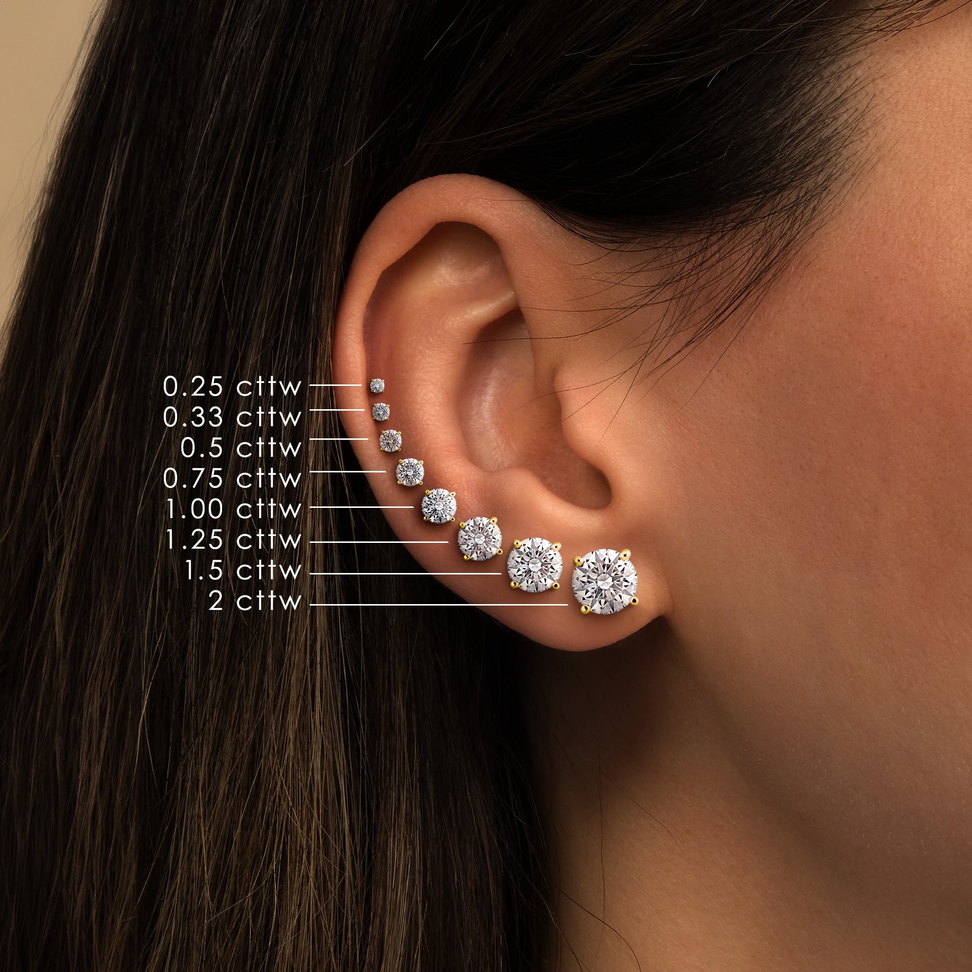 Everly Women's 2ct TW Diamond Stud Earrings in 14k Yellow Gold