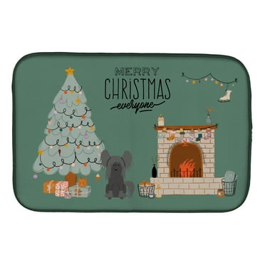 Black Chinese Crested Christmas Everyone Dish Drying Mat