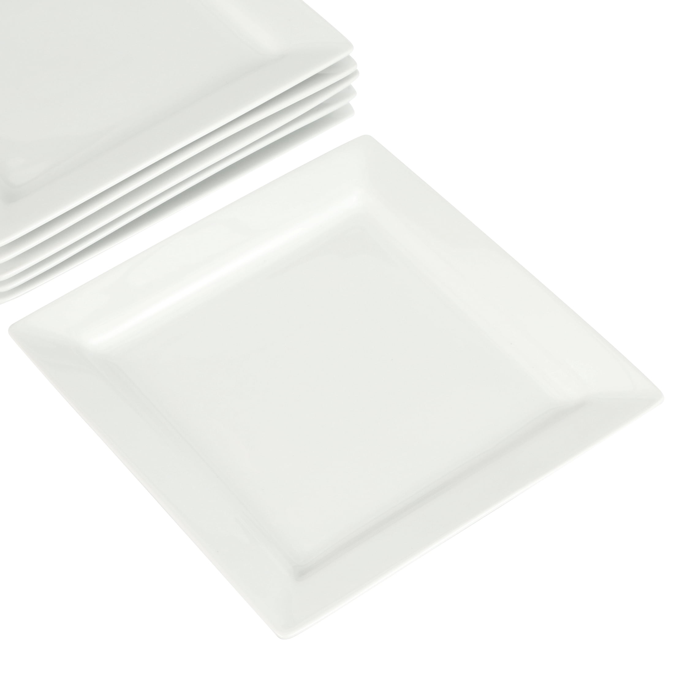 Better Homes & Gardens Square Dinner Plates, White, Set of 6