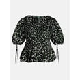 thumbnail image 5 of Terra & Sky Women's Plus Smocked Sleeved Top, Sizes 0X-5X, 5 of 5