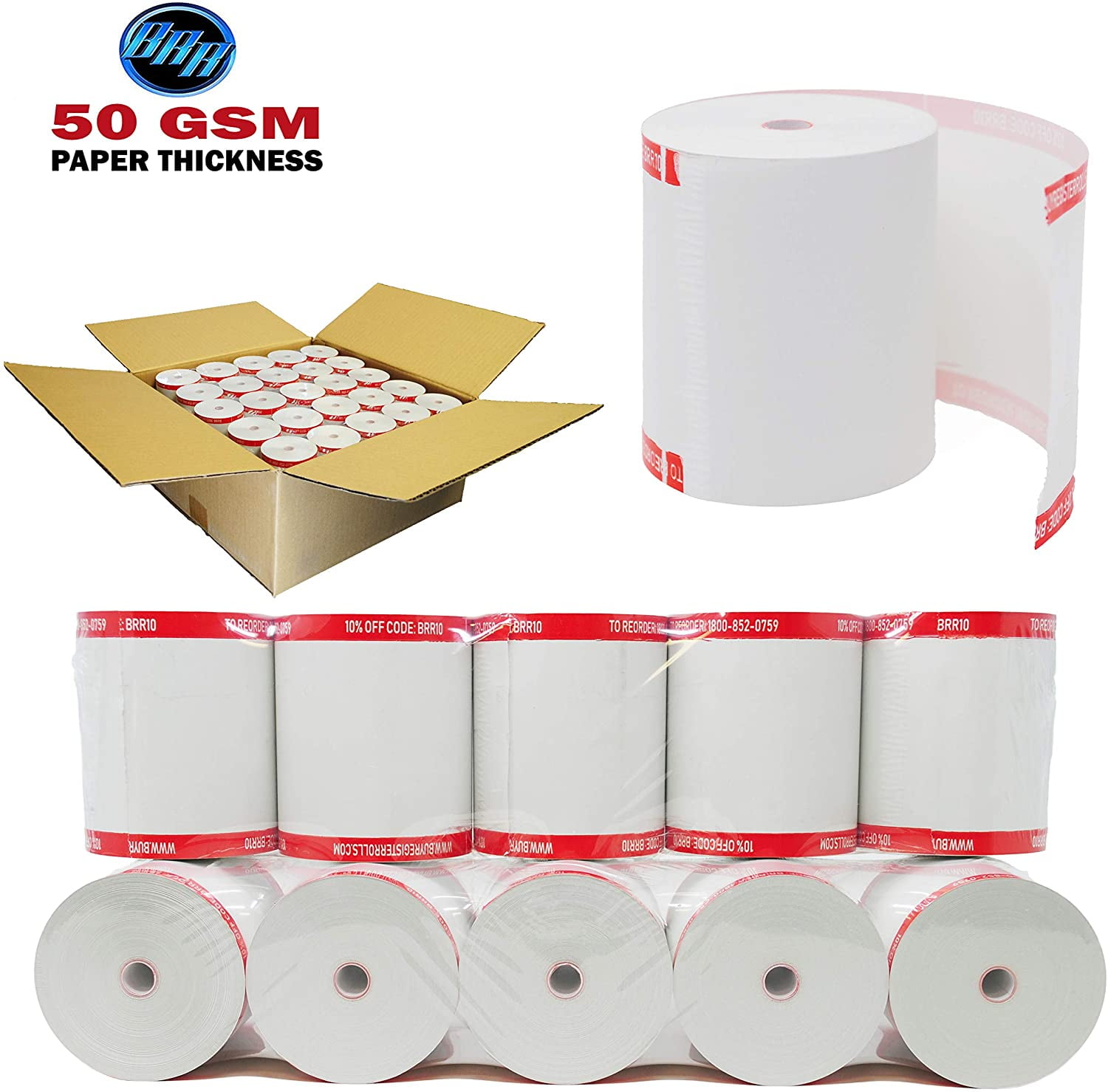 (318230) 3-1/8 x 230' (50 Rolls) Thermal Receipt Paper ***Not Eligible For  Additional Discount***