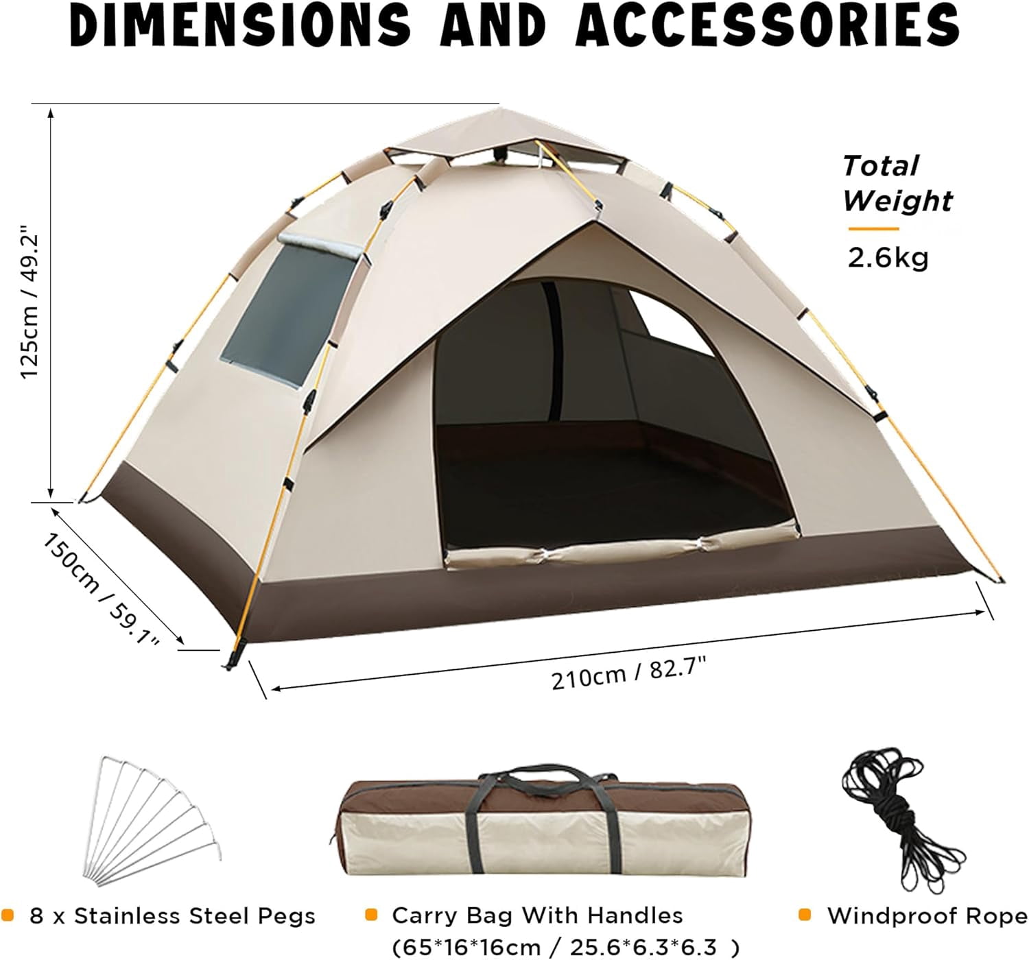 Pop Up Tent Automatic Tent Camping Tent 3 Person Tent Dome Tent Family Tent for Party Camping Climbing Traveling