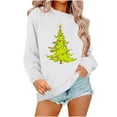thumbnail image 2 of Njoeus Womens Crewneck Sweatshirt Raglan Long Sleeve Christmas Tree Print T-Shirt Casual Cute Pullover Top Christmas Sweatshirt for Women Gifts White XS, 2 of 3