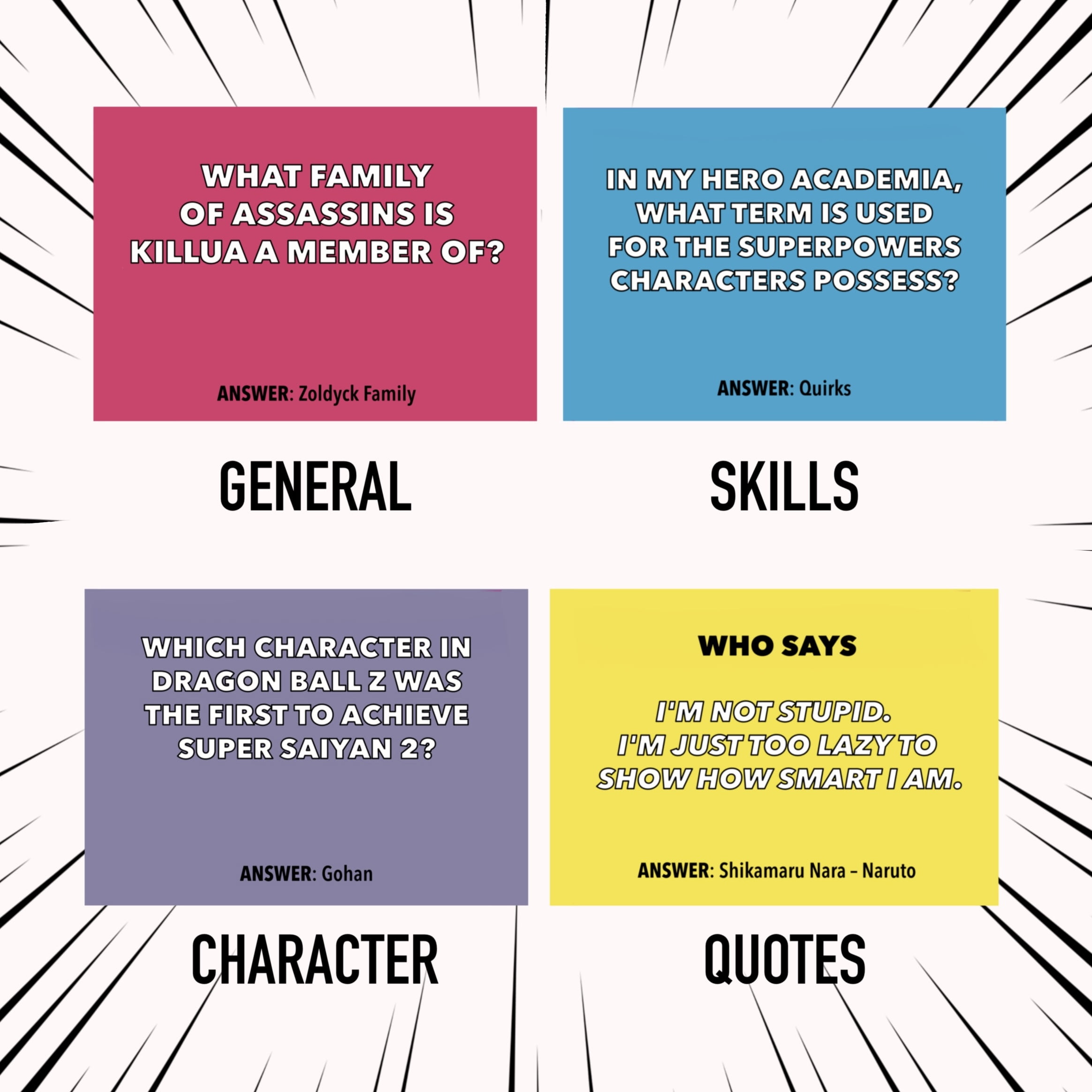 All I Need is ANIME Bundle Anime Trivia Card Game - Base Game + Expansion Combo 155 Cards Total, Character, Quotes & Skill Challenges, Fun Anime Party Game for Fans, Teens & Adults