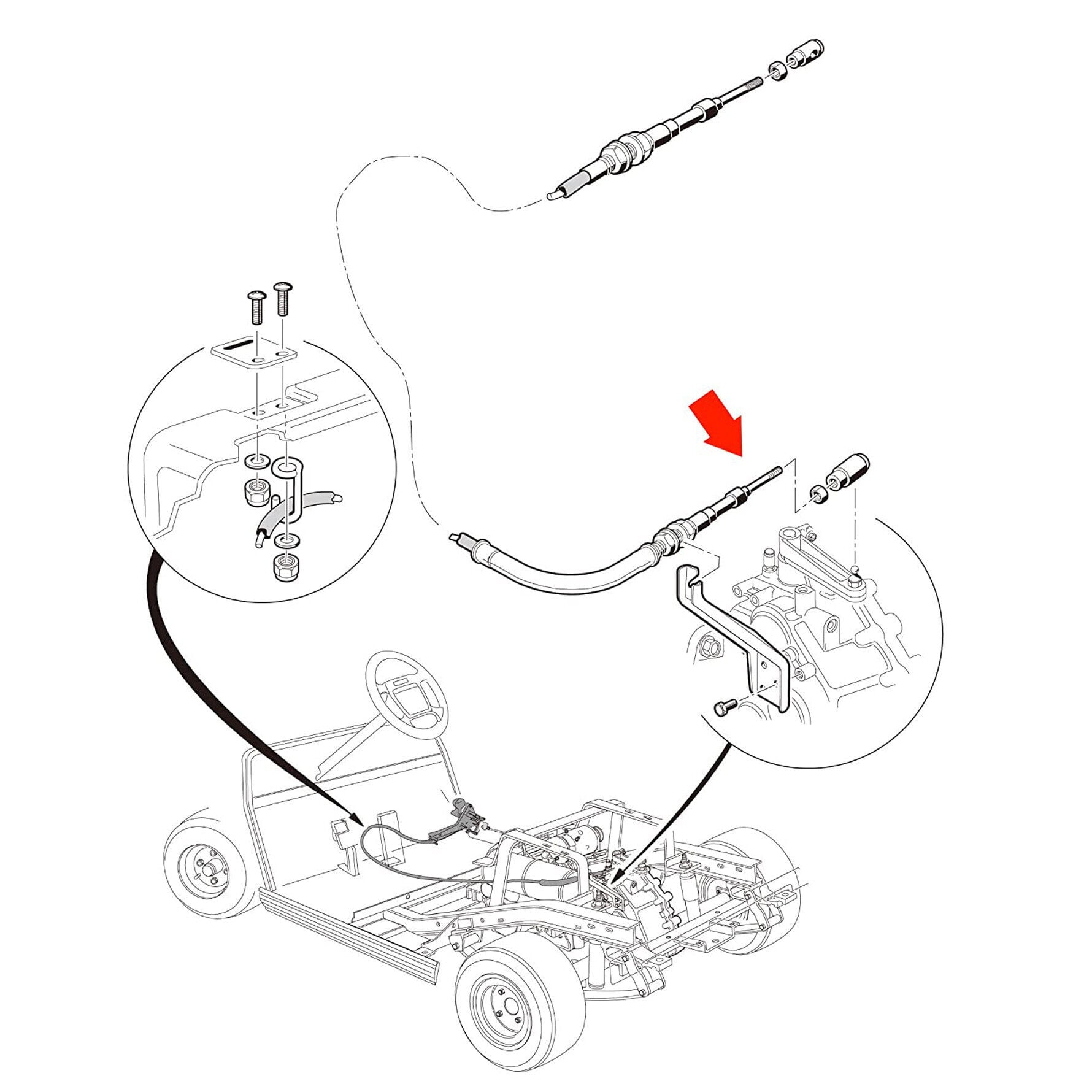 40 Forward and Reverse Shift Cable Replacement for EZGO TXT