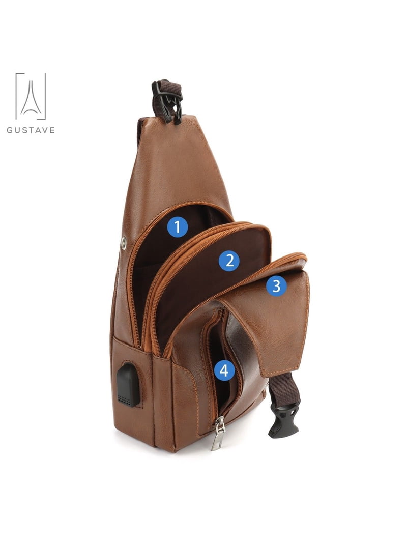 Gustave Men PU Leather Sling Bag Crossbody Backpack Anti  display picture 2