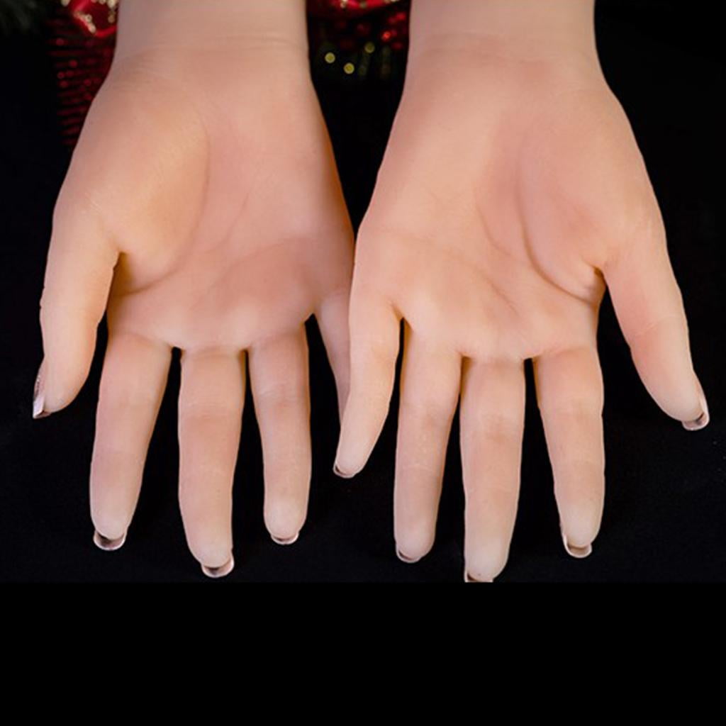 Women's Soft Practice Hands Flexible Silicone Prosthetic Hands Manicure Tools - Fingers can be Bent - Reusable, Convenient for Use
