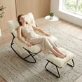 thumbnail image 3 of TLSUNNY Papasan Rocking Chair with Ottoman, Oversized Papasan Chair with Padded Cushion, Indoor & Outdoor Rocker Chair for Living Room, Patio, Garden, 3 of 11