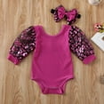 thumbnail image 5 of Newborn Baby Girl Clothes Lips Print Puff Long Sleeve Romper Jumpsuit Headband 2Pcs Outfits, 5 of 5