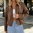 thumbnail image 6 of Womens Jackets Faux Leather Zip Up Long Sleeve with Pockets for Trendy Street Style, 6 of 7