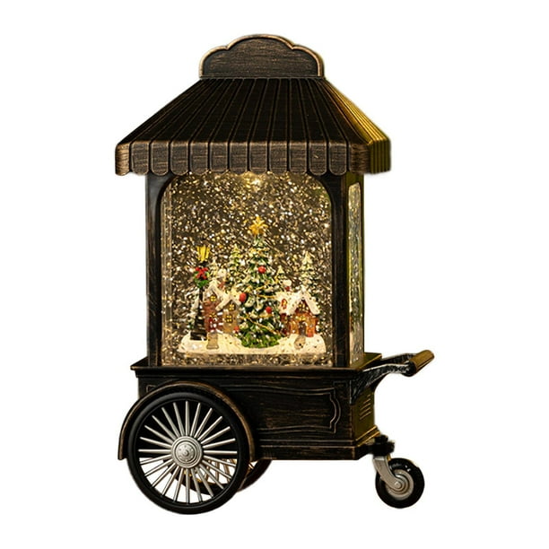 Bola de nieve navideña, caja de música, adorno de escritorio, luz nocturna, linterna decorativa Pueblo de bronce