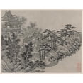 thumbnail image 3 of Shen Zhou 14x12 Black Modern Framed Museum Art Print Titled - Cloud-Climbing Pavilion (After 1490), 3 of 5