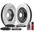 thumbnail image 1 of Afa Motors Brake Pads and Rotors E-Coated Slotted and Drilled Design fits for Lexus NX200T NX300 NX300H RX350 RX450H Sienna Highlander Including Brake Kit and Ceramic Pads, Cleaner and Fluid-Front, 1 of 6