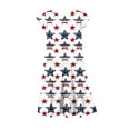 thumbnail image 5 of MKOSPLRT Independence Day Dresses for Girls Flying Sleeve Swing Ruffle Tiered Dress Funny Stars Striped Midi Dress 6-15 Years, 5 of 7