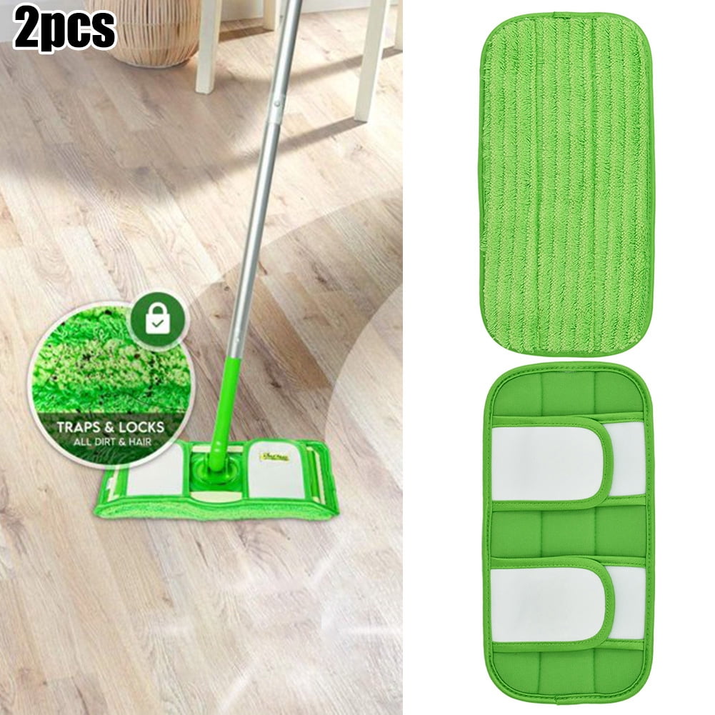 Sufanic Reusable Microfiber Mop Pads Fits for Swiffer Sweeper 12inch,Green,Pack of 2