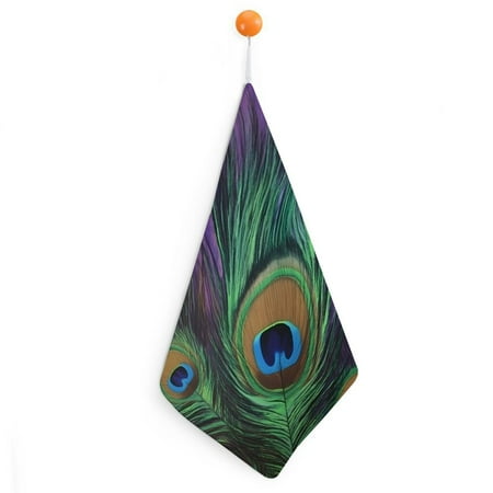 

Autua Peacock Feather Reusable Hand Towels Ultra-fine Fiber Kitchen Towels 11.8x11.8in Quick Dry Hanging Loop Stylish Design Pack of 4 2pcs