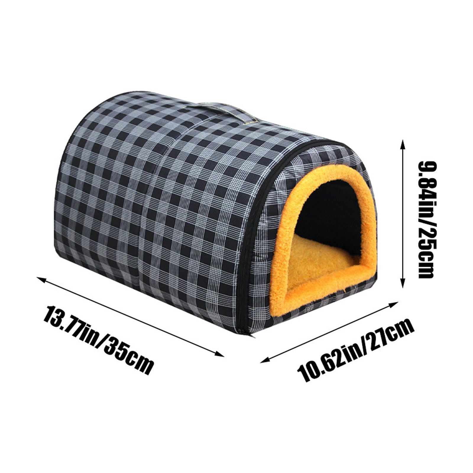 Matoen Small Dog House Indoor, 2 in 1 Washable Covered Dog Cat Bed,Insulated Cozy Pet Dog Igloo Cave, M Size for Cats and Puppies, Black