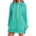 thumbnail image 1 of Women's Long Sleeve Solid Color Pocket Hoodie - Polyester, Medium Long & Loose - Great for Fall/Winter - Machine Washable - Multiple Sizes, 1 of 6