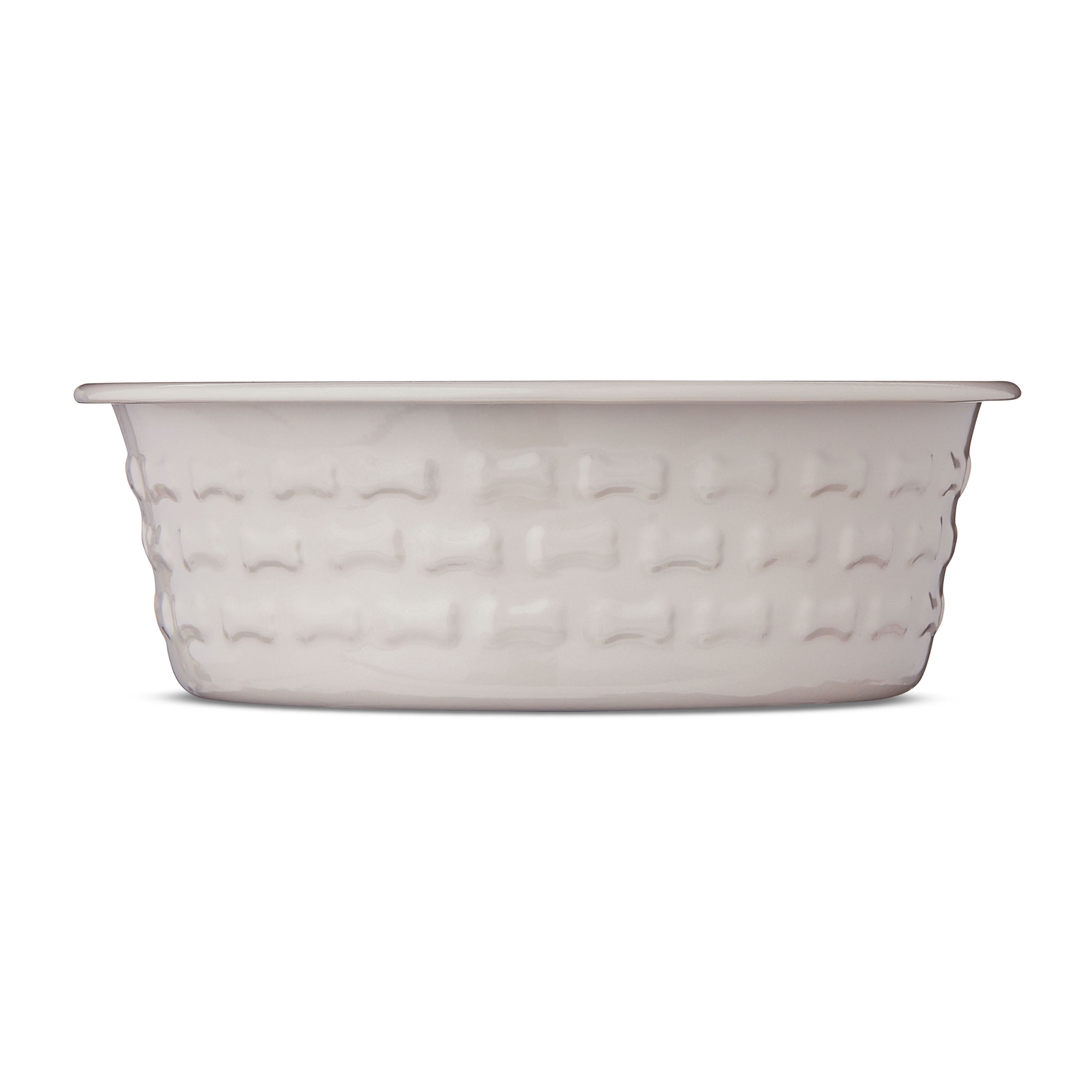 Vibrant Life Small Stainless Steel Embossed Dog Bowl, Off-White Bones