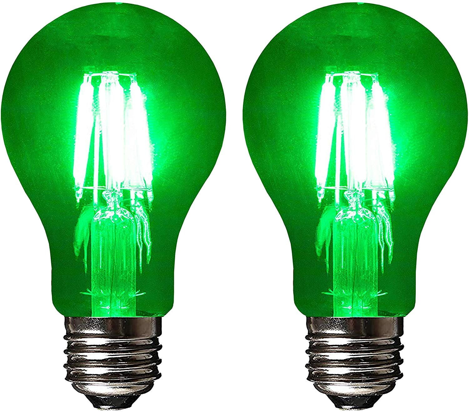SleekLighting LED 4Watt Filament A19 Green Colored Light Bulbs Dimmable