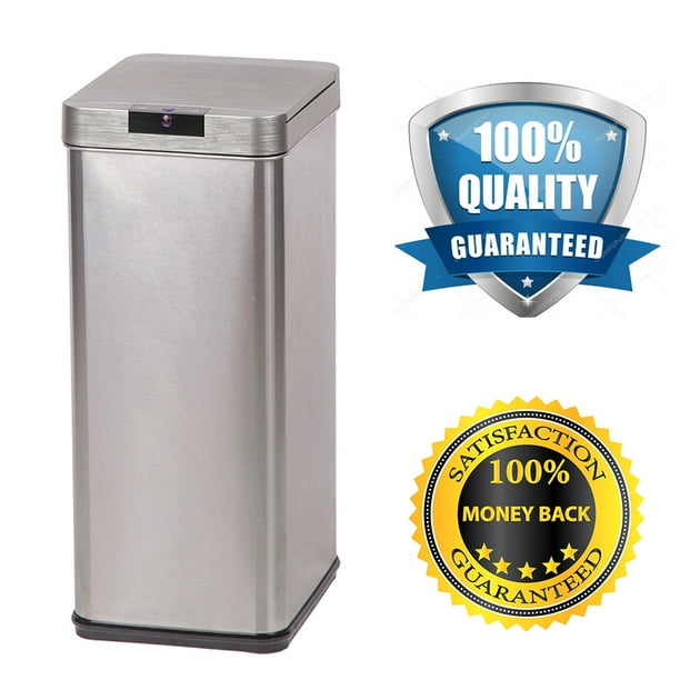Trash Can 13 Gallon Automatic Sensor Touch Free Trash Can Stainless