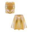 thumbnail image 6 of Haitryli Kids Cheer Outfit Hip Hop Dance Dress Sets 2 Pcs Shiny Skirt And Top Set for Stage Performance Yellow 6-10, 6 of 7