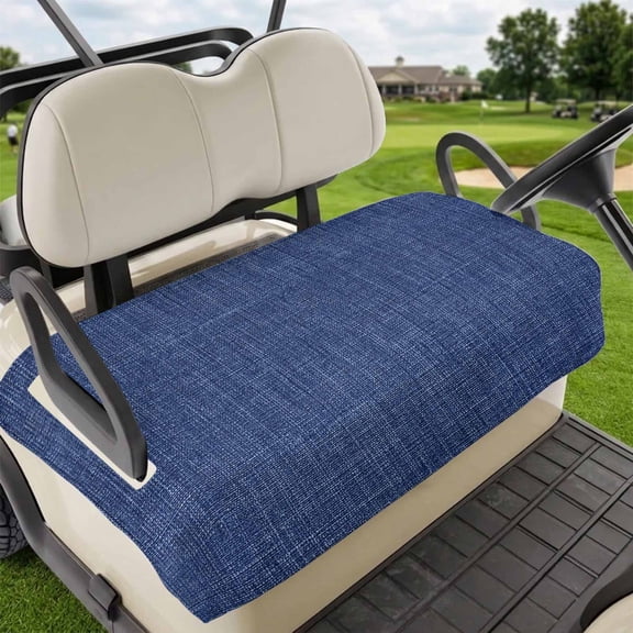 Golf Cart Seat Covers for 2 Seater,Vintage Navy Blue Microfiber Cart Seat Towel Blanket,Farmhouse Retro Dark Solid Color Linen Texture Absorbent NonSlip Bench Seats Protector for Golf Course 51"x31"