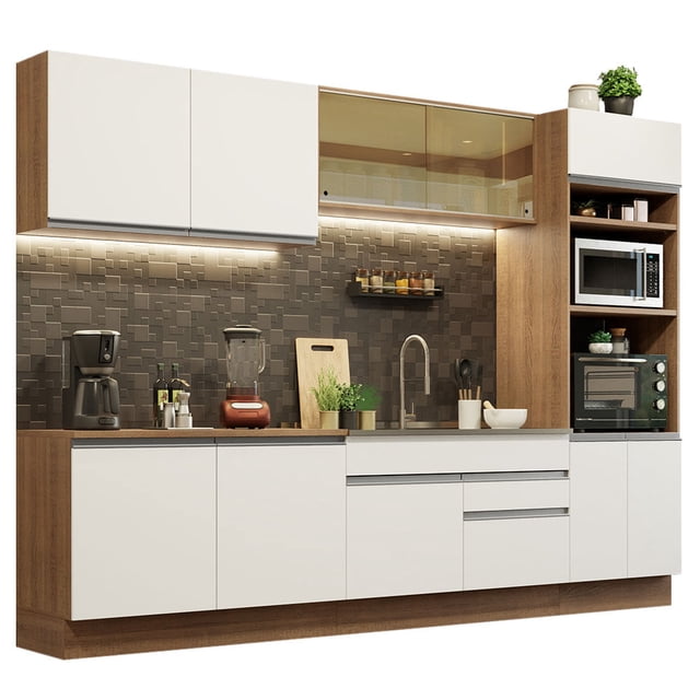 Cocina Integral 310cm Glamy Madesa 01 Marrón/Blanco