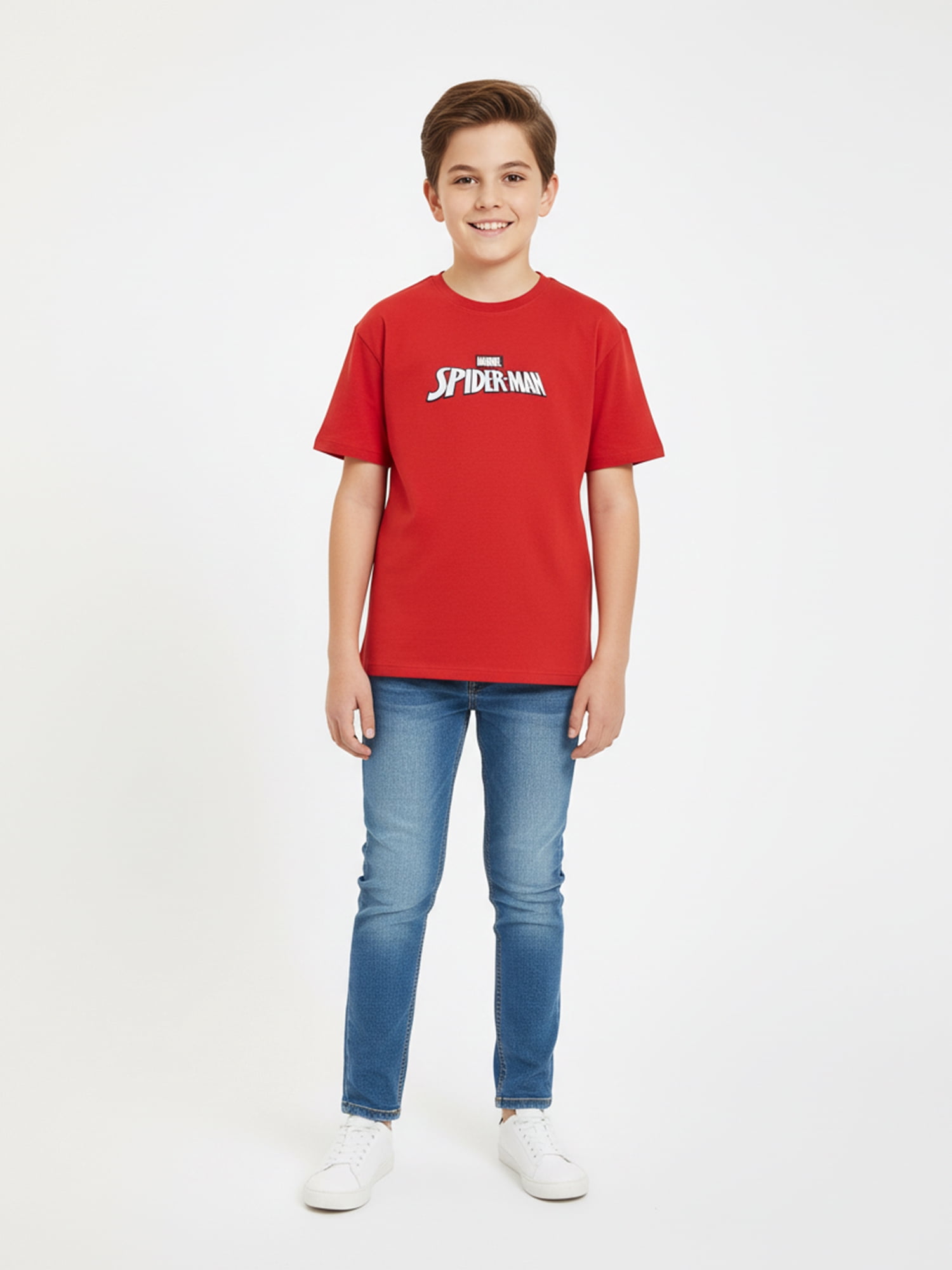 Spider-Man Boys' Embroidered Tee with Short Sleeves, Sizes 4-18