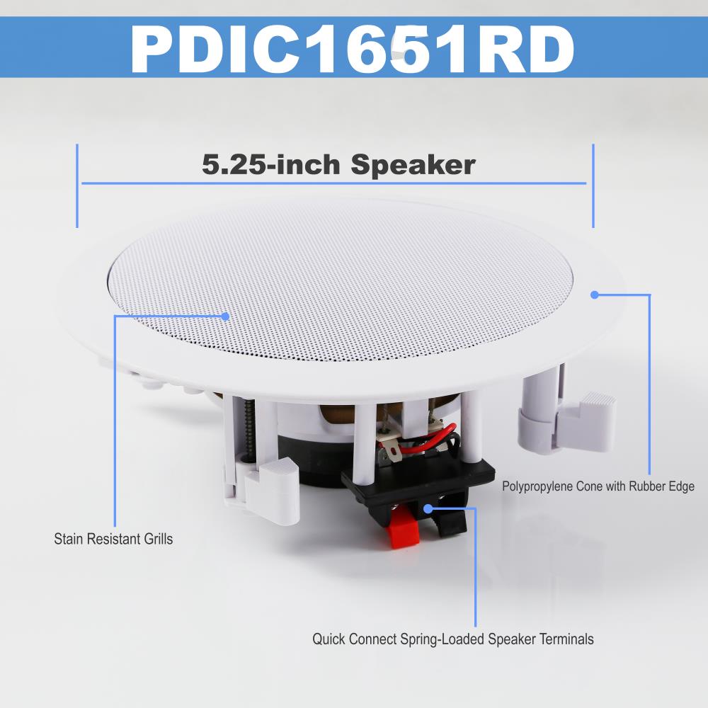 Pyle Audio 5.25 Inch 2 Way 150 Watt Home Ceiling Wall Speaker System (2 Pack) - image 4 of 4
