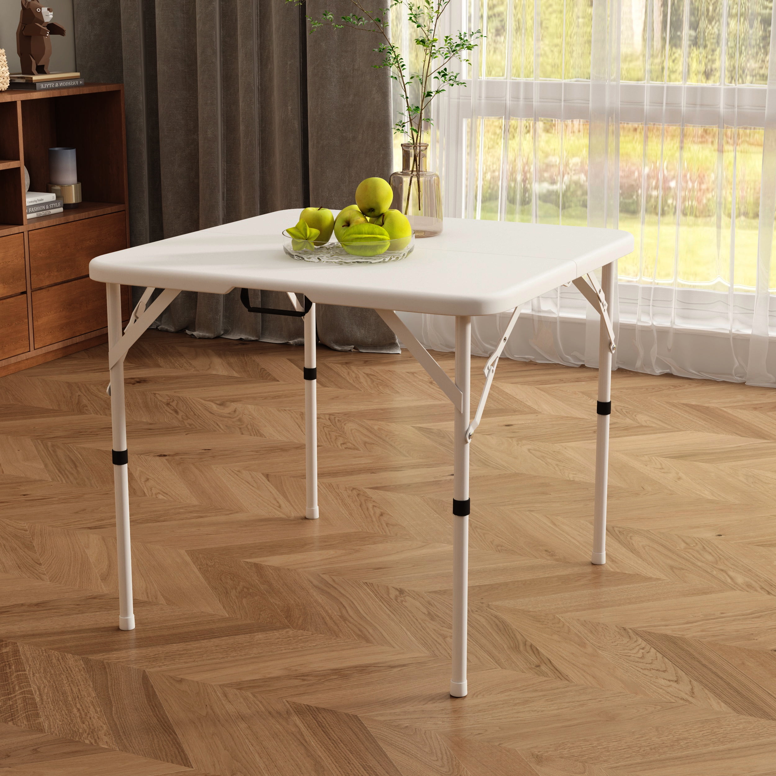 Leumius 5 Piece Folding Card Table and Chairs Set,34" Square Folding Table and 4 Folding Chairs,Portable Event Table and Chairs Set for Indoor and Outdoor Gatherings,White