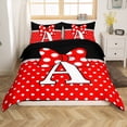 thumbnail image 1 of Erosebridal Housse de Couette Nœud Cartoon Double, Literie Lettre Initiale A Taille Double, Déco à Pois, Réversible 3 Pcs(Sans Couette), 1 of 7