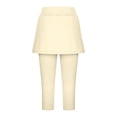 thumbnail image 5 of Horkkom Athletic Skirts Women Elastic Waist Skirted Leggings Capris Pants Solid Color Stretch Yoga Pants Beige XL, 5 of 6