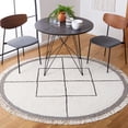 thumbnail image 2 of SAFAVIEH Easy Care Myrtle Cross Cotton Machine Washable Area Rug, Ivory/Black, 6' x 6' Round, 2 of 11