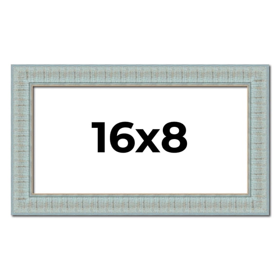 16x8 Frame Blue Teal Distressed Solid Wood Picture Frame | 1.625 Inch Moulding Width | Sonoma Blue