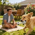 thumbnail image 6 of White Soccer Ball Pet Dumbbell Toy, Squeaky Chew Resistant Toy, Interactive Fetch & Chew Toy for Small to Medium Dogs & Puppies, 6 of 8