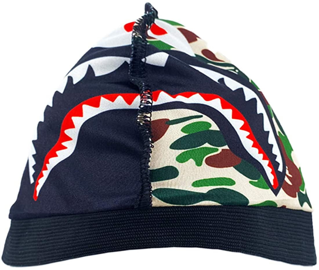 Shark Face Skull Cap,Designer Silk Camo 