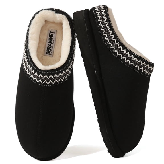 BERANMEY Cozy Platform Fuzzy Slippers for Women and Men Short Ankle Slippers with Anti-Slip Sole Lined with Warm Furry Perfect for Indoor & Outdoor Use