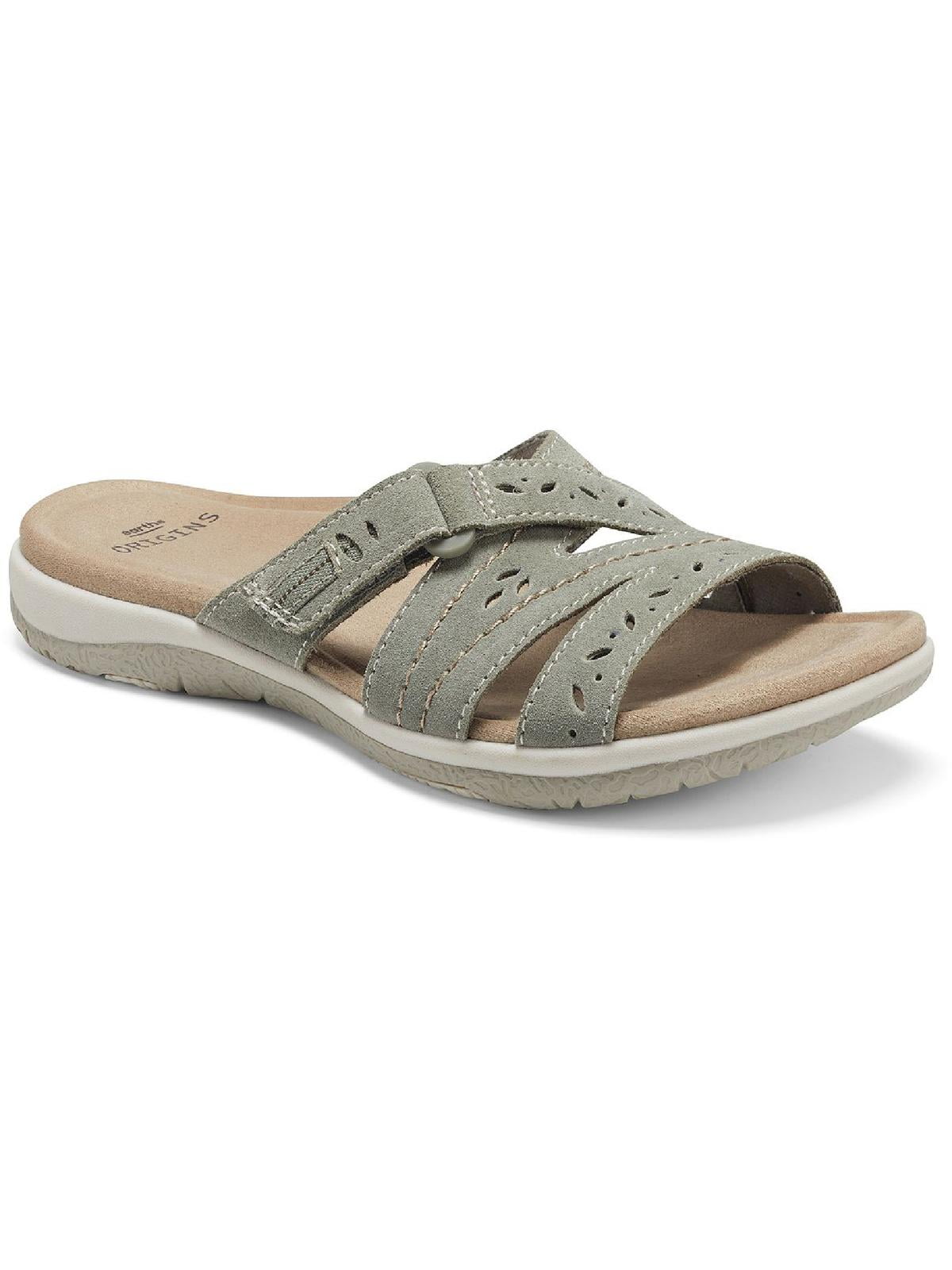 Earth Origins Womens Shantel Leather Slip On Slide Sandals Green 12 Medium (B,M)