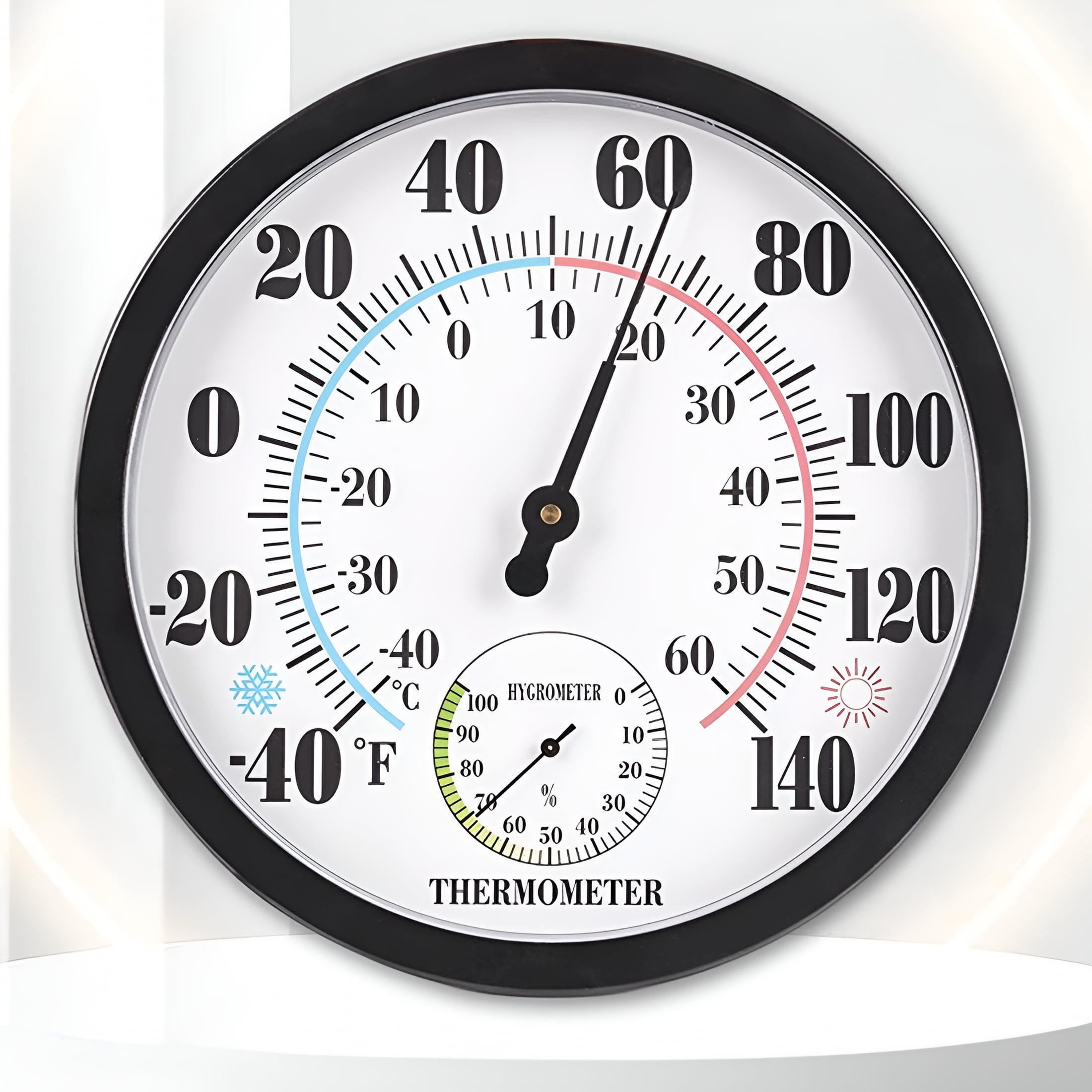 GJX 2026 New Indoor Outdoor Thermometer 10 Inch Outdoor Wall Hanging with Large White for Gardens, Patios, Porches, Backyards, Home Decor, Outdoor Spaces.