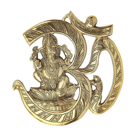 Om Ganpati Metal Wall Door Hanging with Antique Finish Art Sculpture Home Decor/Gift for Home/Interior Handcrafted/Wall Décor/ Indian Traditional Festival New year Gift Decorations (Size:-12 Inches)