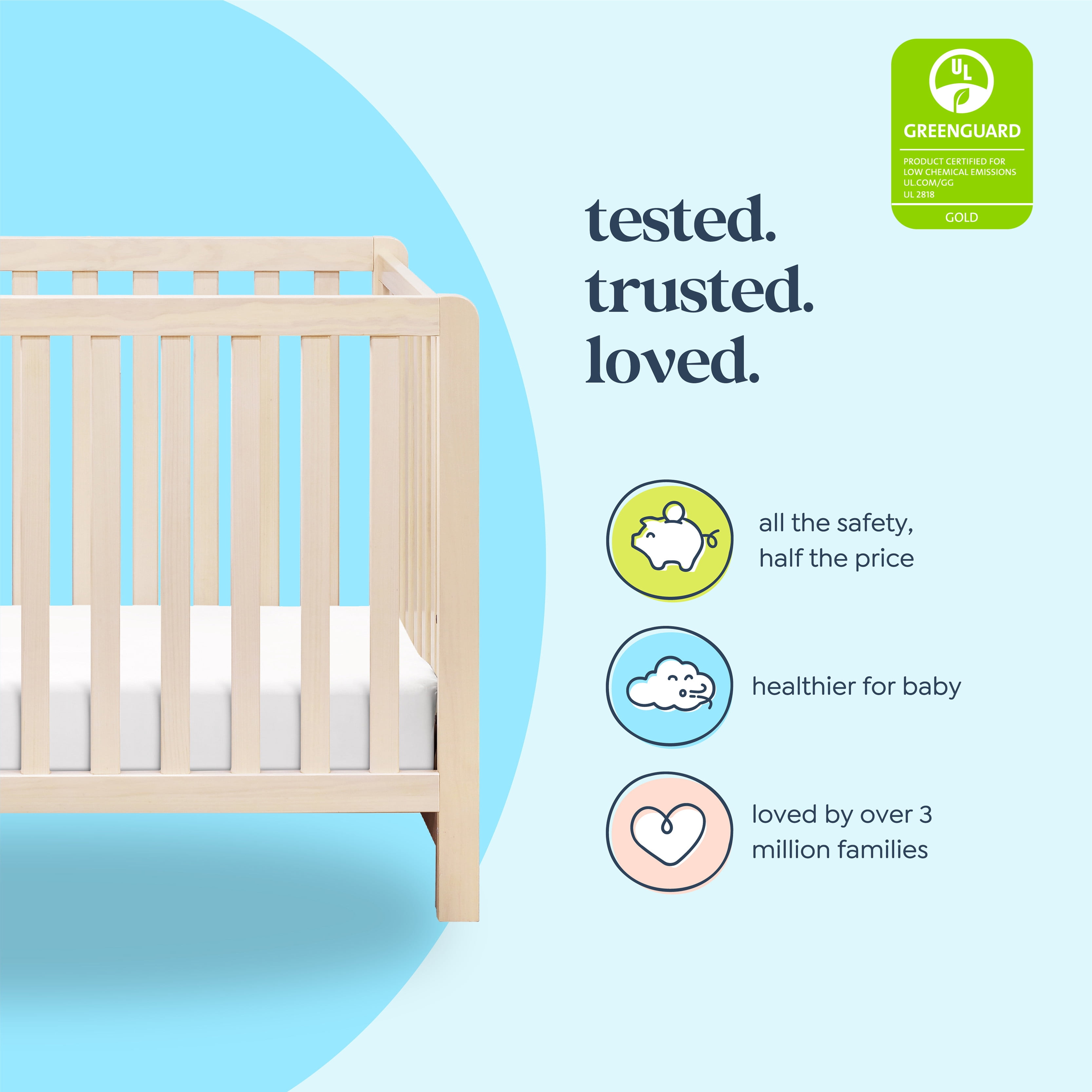 Carter's By DaVinci Colby 4-in-1 Low-Profile Convertible Crib in Washed Natural
