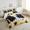 thumbnail image 3 of Sunflower Cow Comforter Set for Cabin Decor, Highland Cow Animal Bedding Set, Yellow Floral Quilted Duvet,Wildlife Farmhouse Cow Cowhide Down Comforter Twin Size with 1 Pillow Sham, 3 of 6