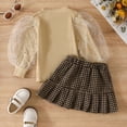 thumbnail image 2 of Sngxgn Girl's 2 Piece Outfits Long Sleeve Crop Tops Ribbed Tank Top and Pleated Skirt Set(WH2,110), 2 of 8