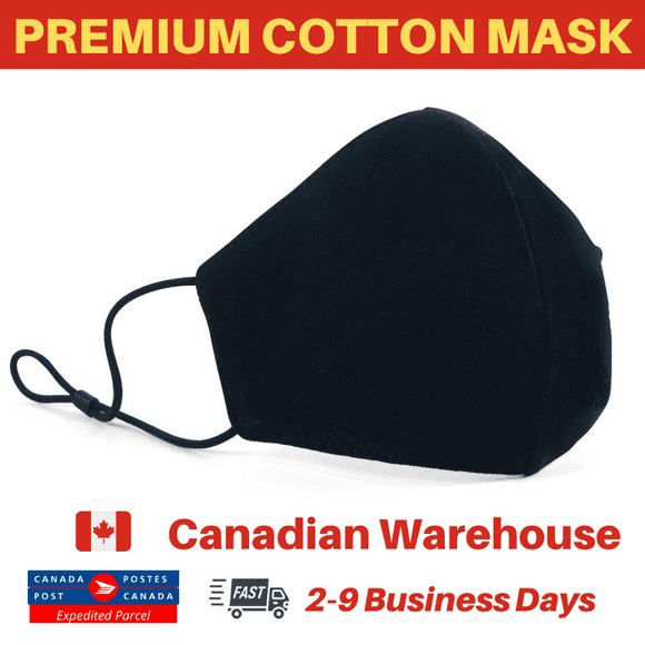 Reusable Cotton Face Mask - 3 Layer Black