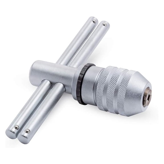 Tap Wrench Set, Ratcheting T-Handle Thread Tap Holder - Adjustable Left & Right Hand Threading Tool - M14 (1/4"-1/2") Capacity - for Metalworking, Thread Repair, and DIY Projects