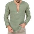 thumbnail image 2 of IROINNID Plain Long Sleeve Shirts for Men Loose Formal Solid Color Shirt Top Turndown Collar Blouse & Shirt On Sale,Green, 2 of 7