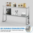 thumbnail image 5 of Dextrus 48" x 12" Double Overshelf Adjustable Double-Tier Stainless Steel with Hooks,NSF Certified for Kitchen,Restaurant,and Workshop Prep Tables, 5 of 5