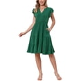 thumbnail image 2 of INSPIRE CHIC Summer Tiered Dress for Womens Notch Neck A-Line Flowy Knee Length Dresses XL Dark Green, 2 of 6